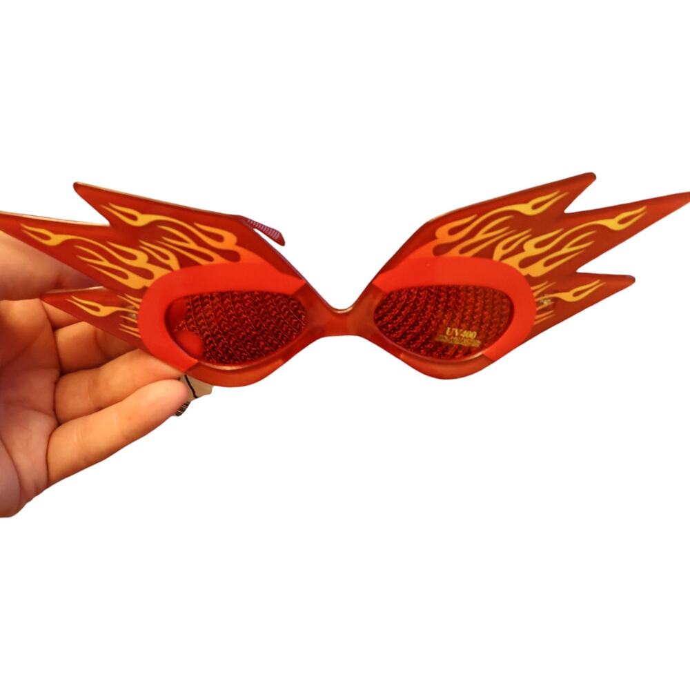 Dr Peeps Flame Sunglasses Red Fire Wing Novelty Costume Festival UV400 Y2K